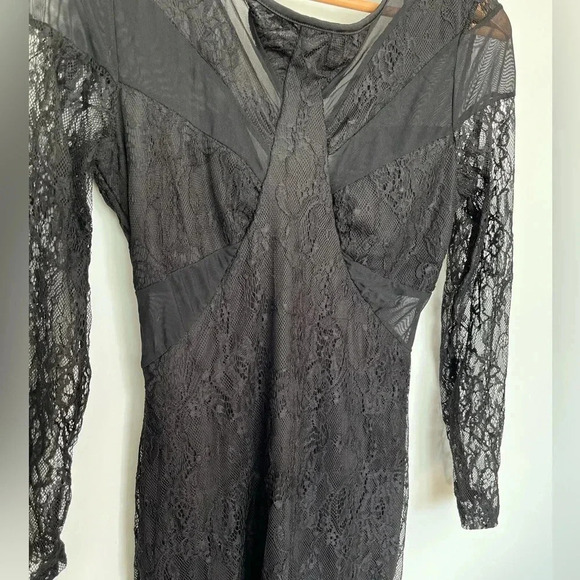 Shein Black Embellished lace Ruffled Mini Dress size medium - Picture 2 of 5